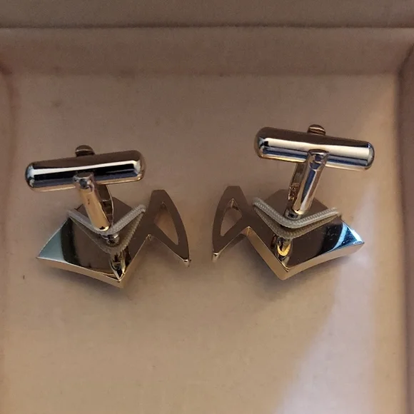 Pierre Cardin Black and Gold Geometric Cuff Links